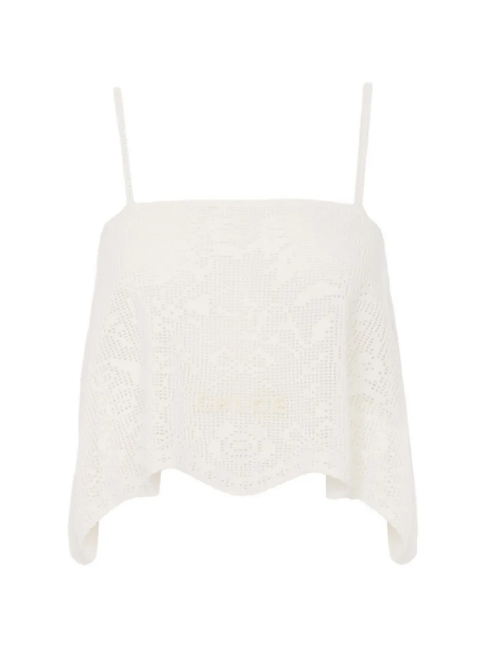 Chloé crochet-knit scalloped-hem camisole top - Bianco