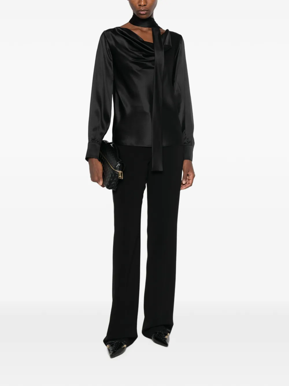 Max Mara Gedrapeerde blouse Zwart