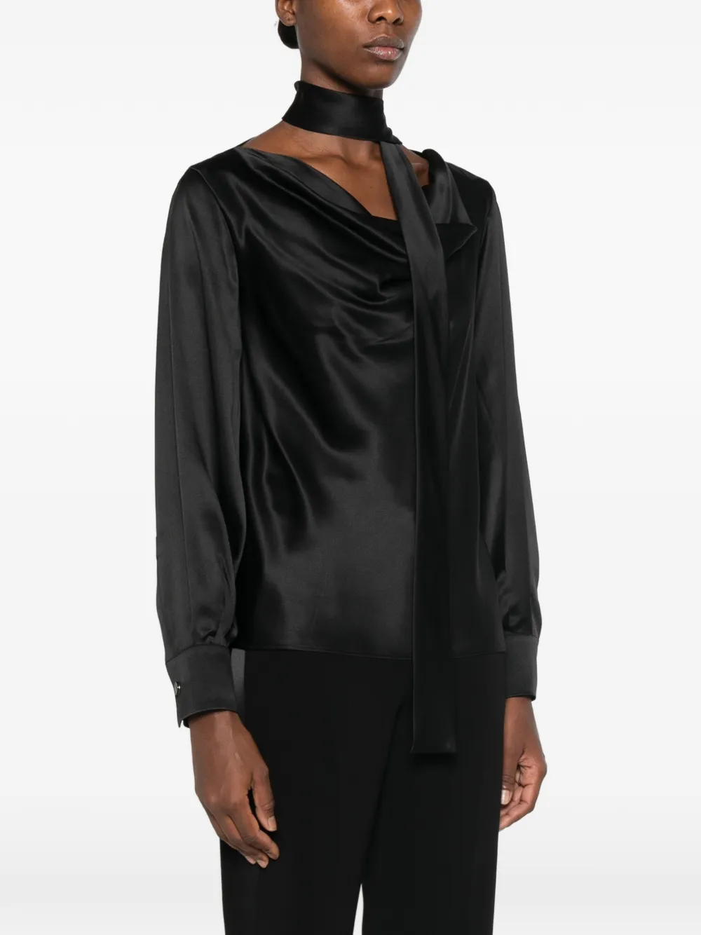 Max Mara Gedrapeerde blouse Zwart