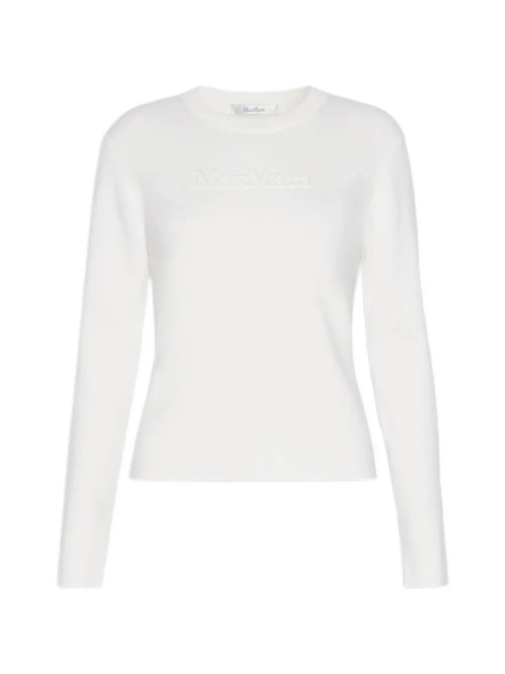 Max Mara wool yarn sweater with embossed logo detail - white - Weiß