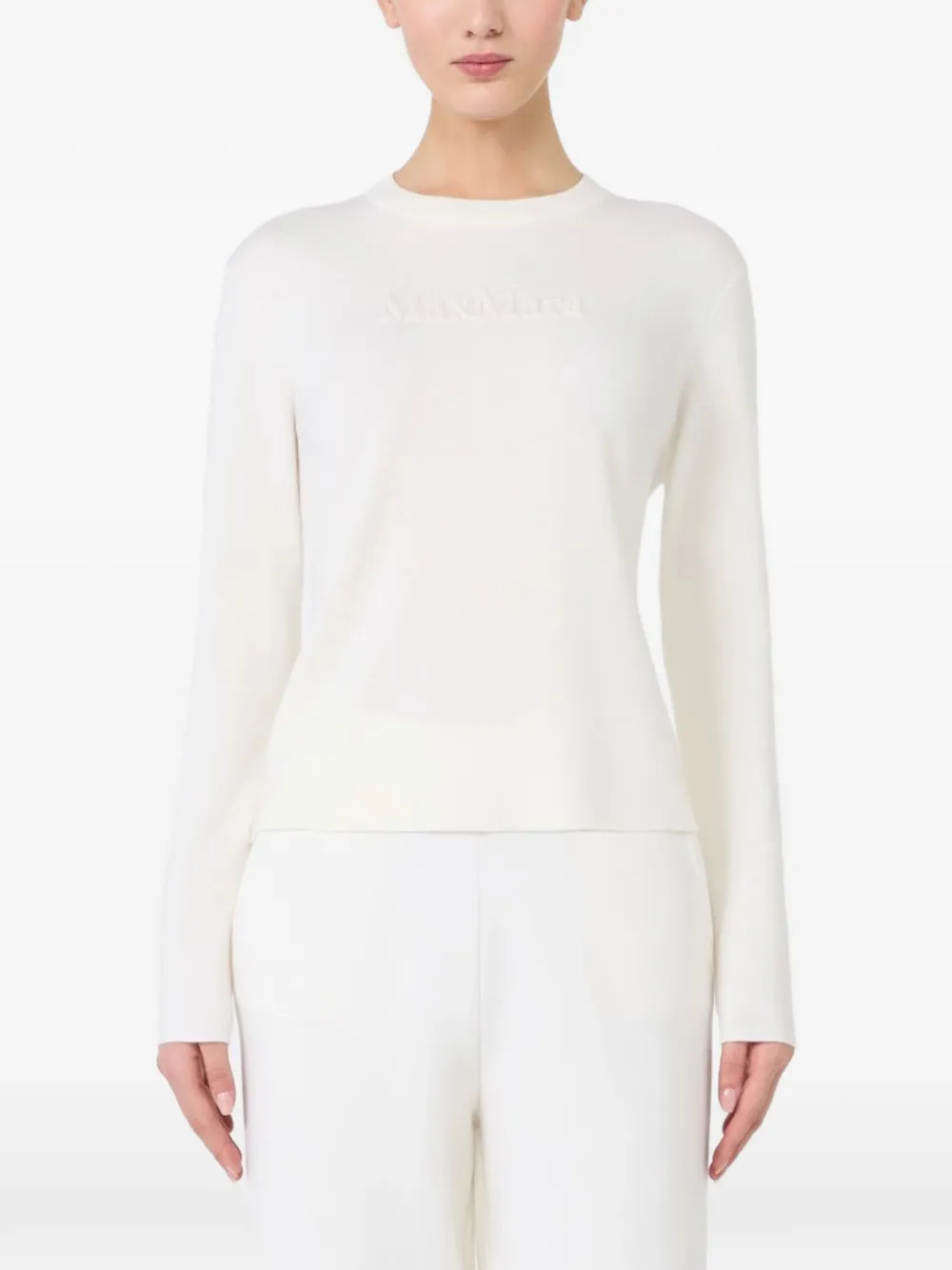 Max Mara Wollen trui met logo-reliëf Wit