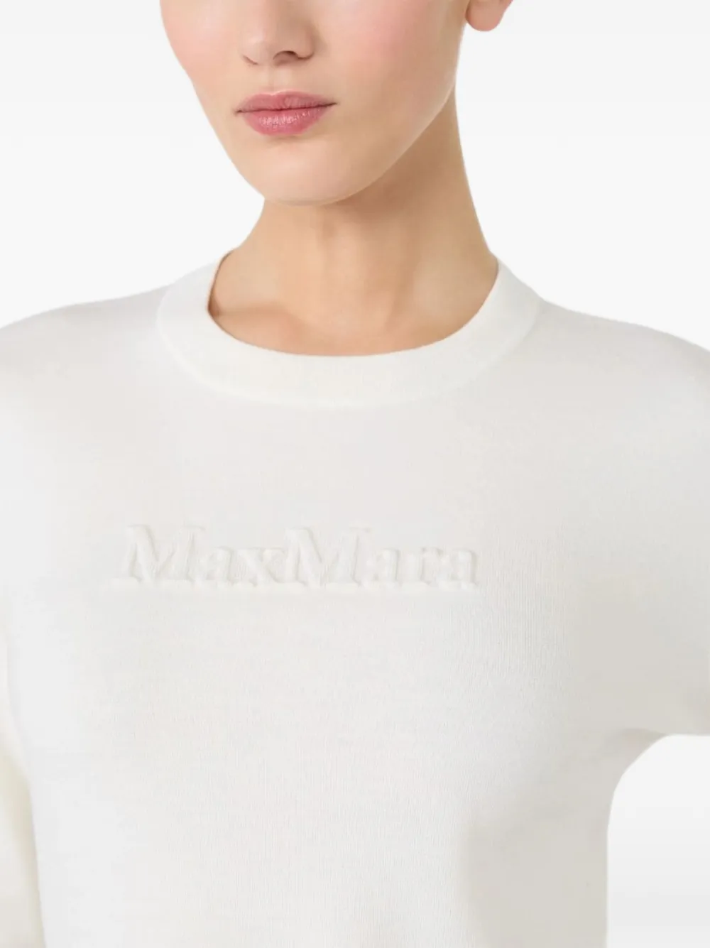 Max Mara Wollen trui met logo-reliëf Wit