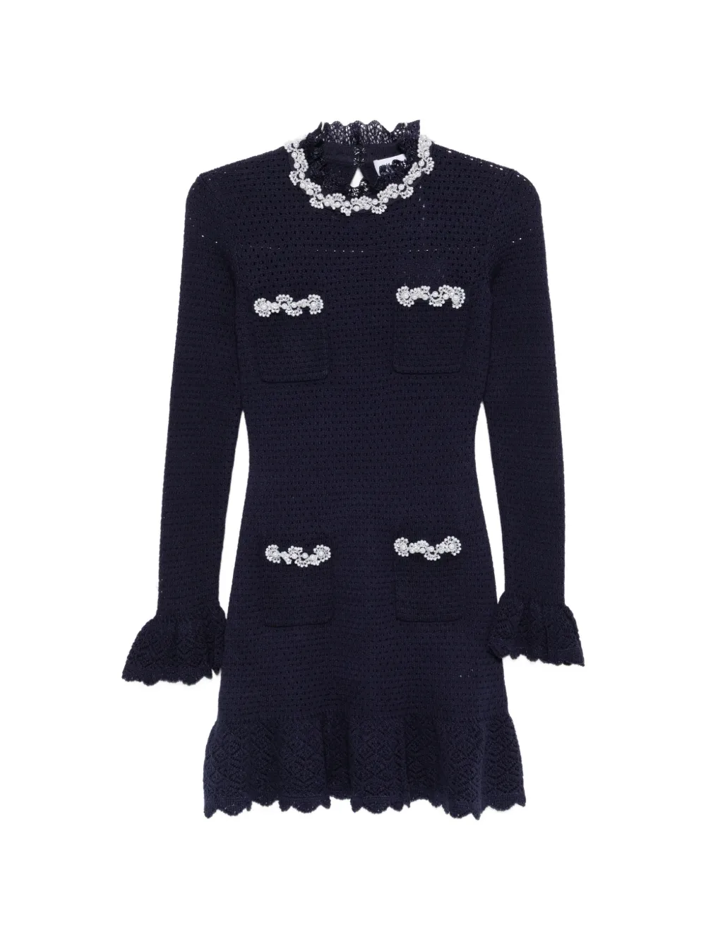 Self-Portrait bead-embellished mini dress - Blu