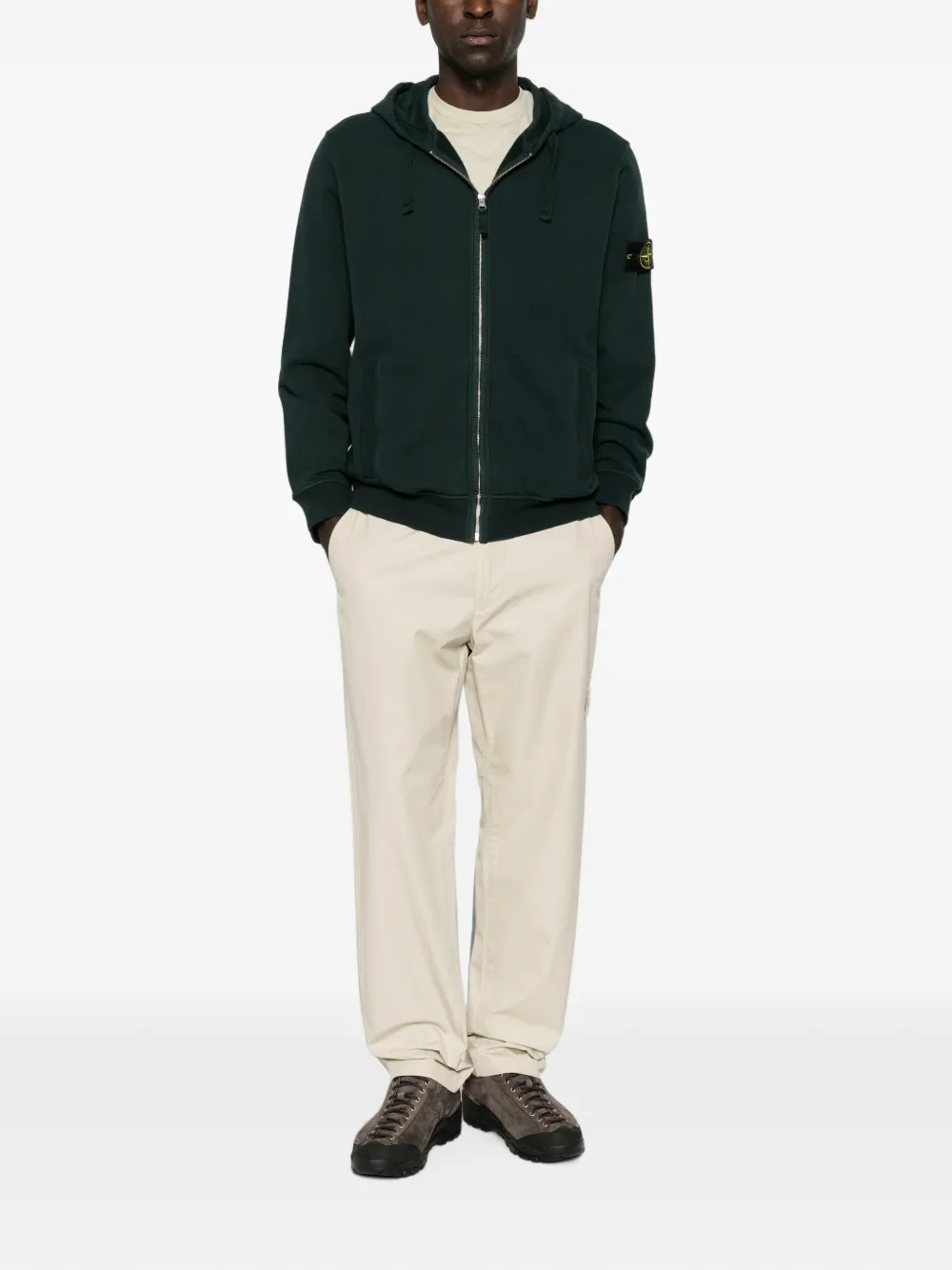Stone Island Hoodie met logopatch Groen
