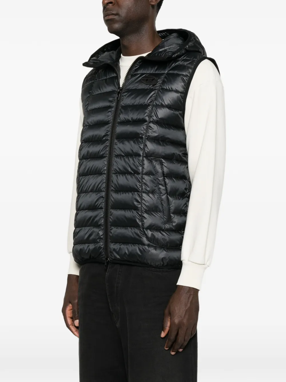 Diesel quilted hooded gilet Zwart