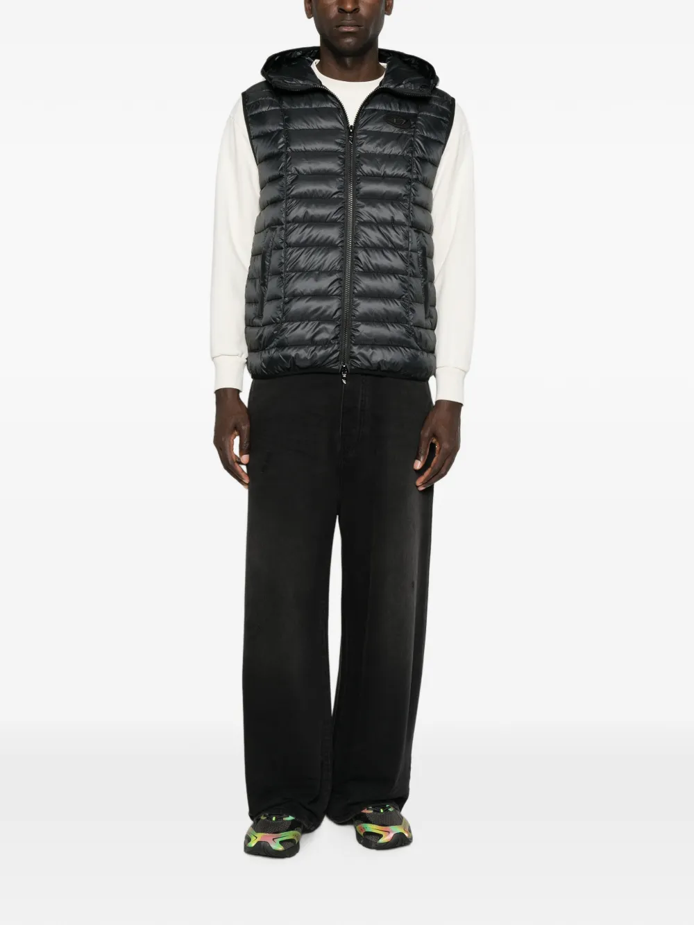 Diesel quilted hooded gilet Zwart