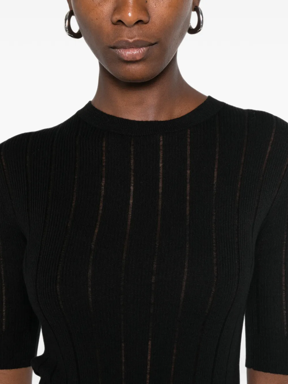 Max Mara Ribgebreid T-shirt Zwart