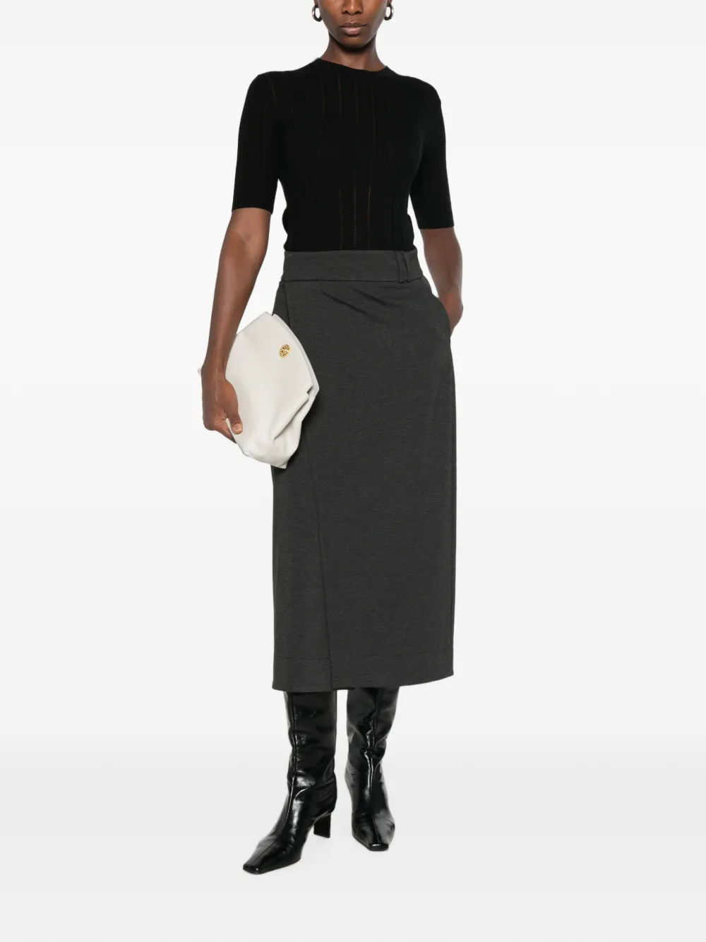 Max Mara Ribgebreid T-shirt Zwart