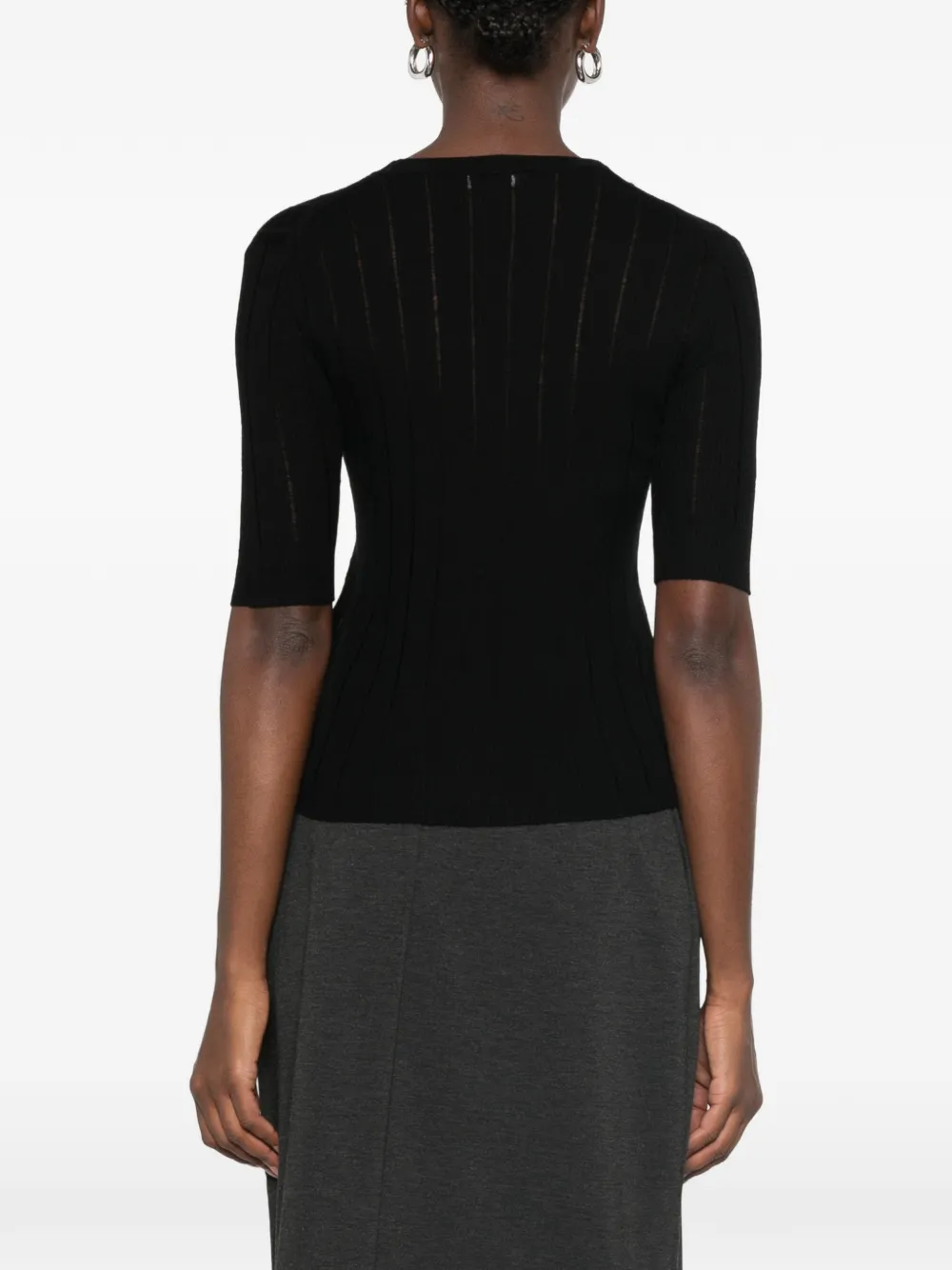 Max Mara Ribgebreid T-shirt Zwart