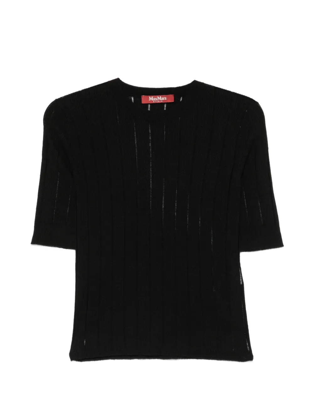 Max Mara ribbed-knit short-sleeve T-shirt - Nero