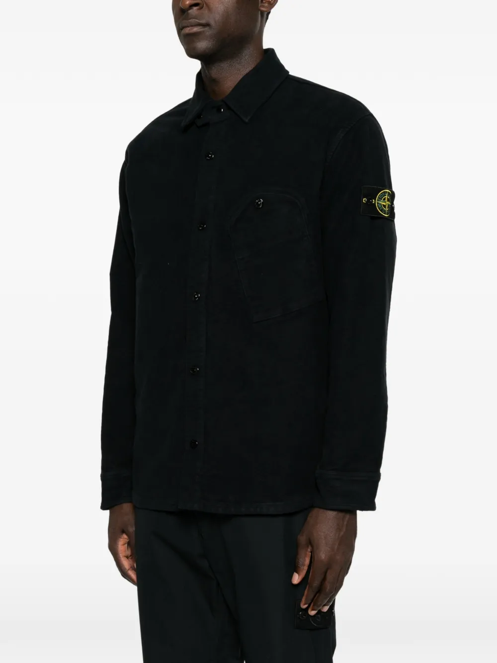 Stone Island Overhemd met logopatch Zwart