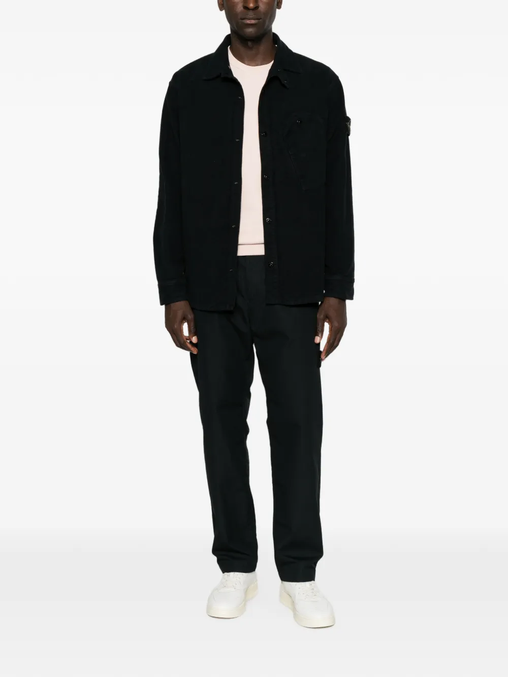 Stone Island Overhemd met logopatch Zwart