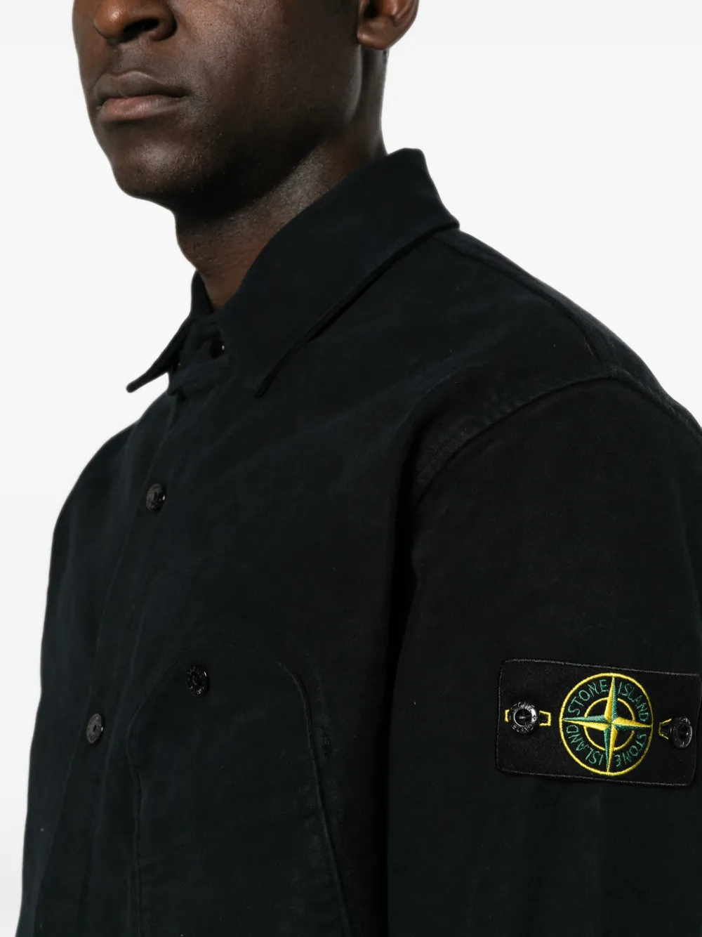 Stone Island Overhemd met logopatch Zwart