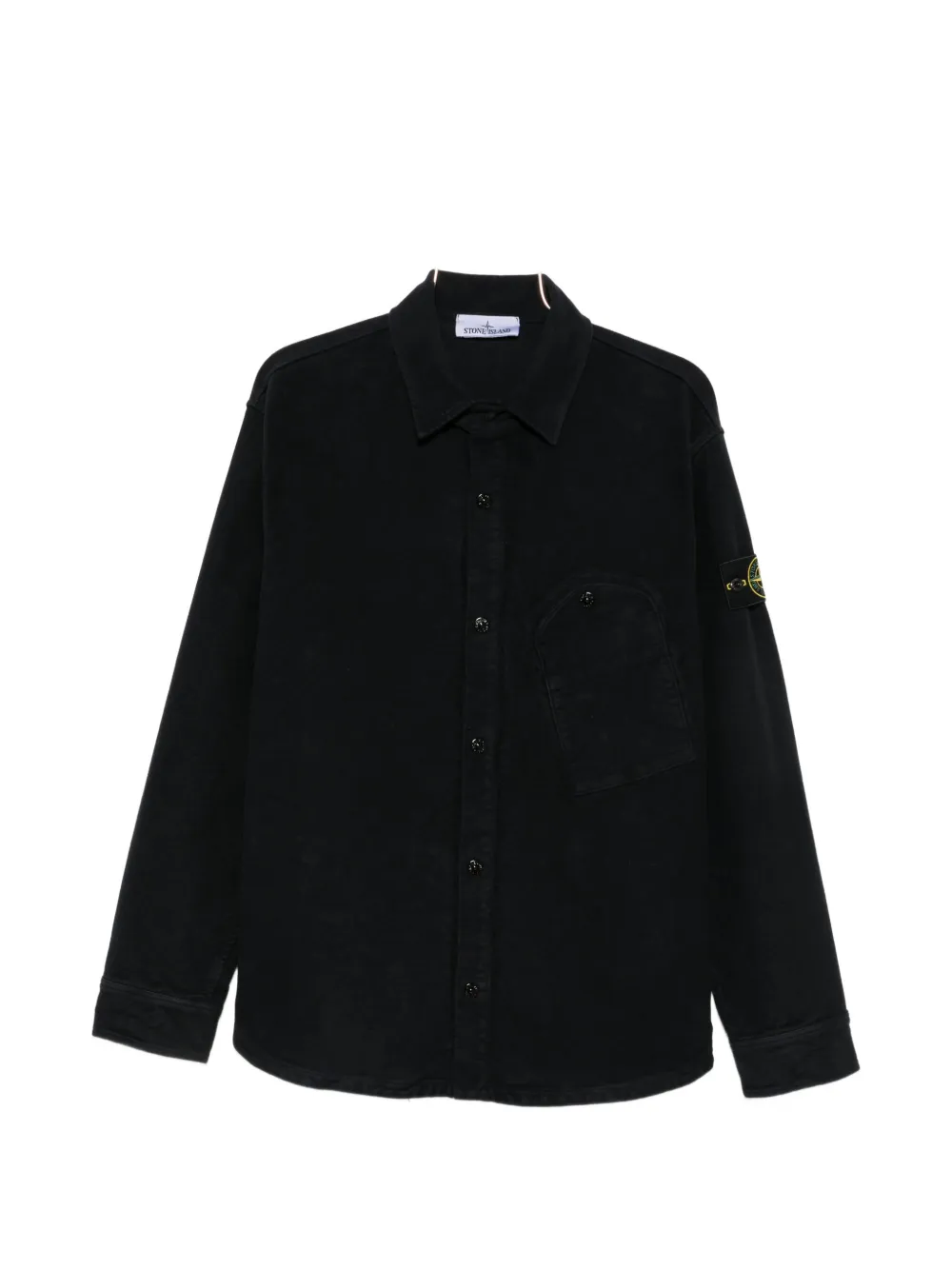 Stone Island logo-patch button-up shirt - Schwarz
