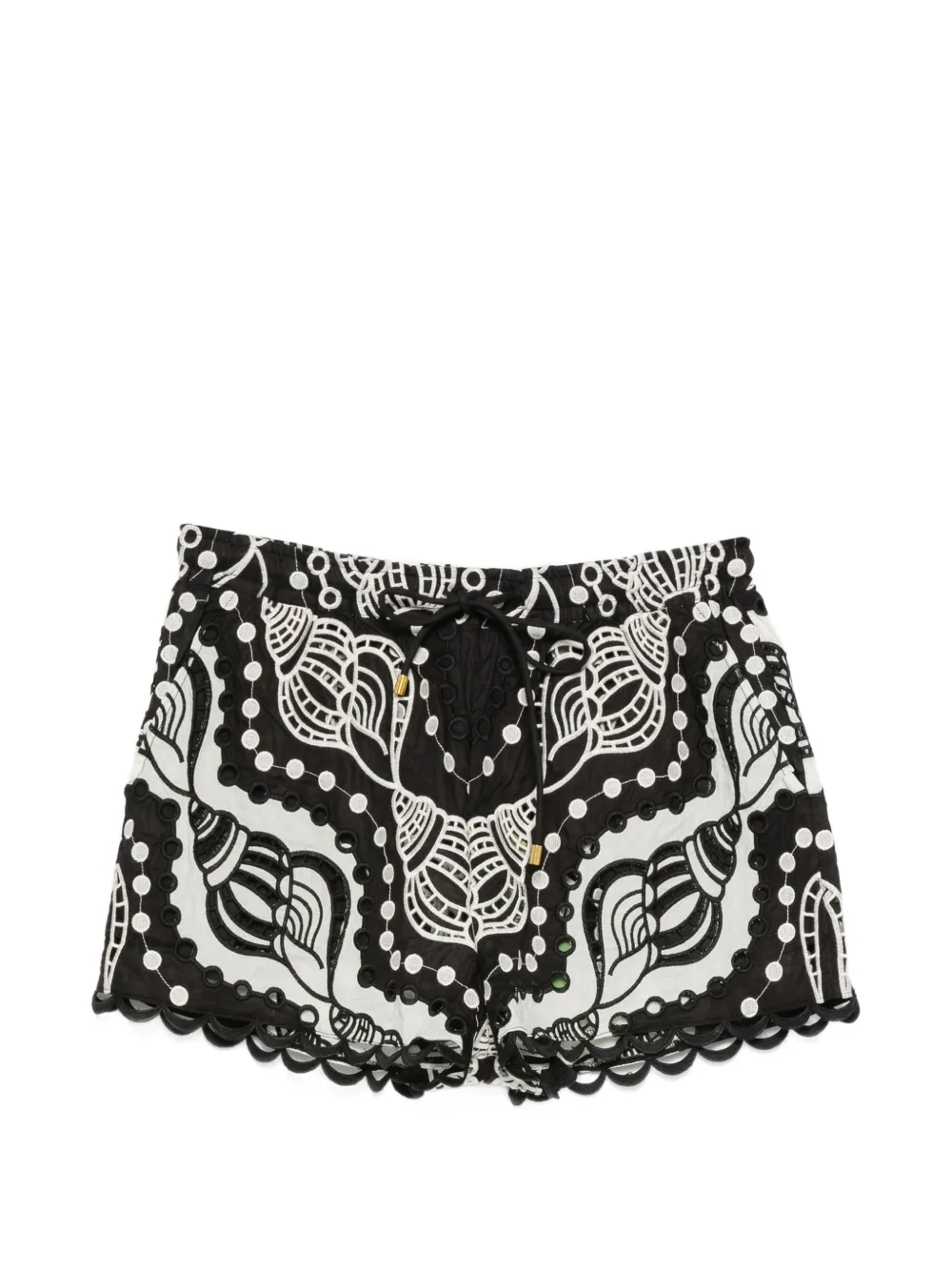 FARM Rio scallop-edge seashell-print shorts - Nero