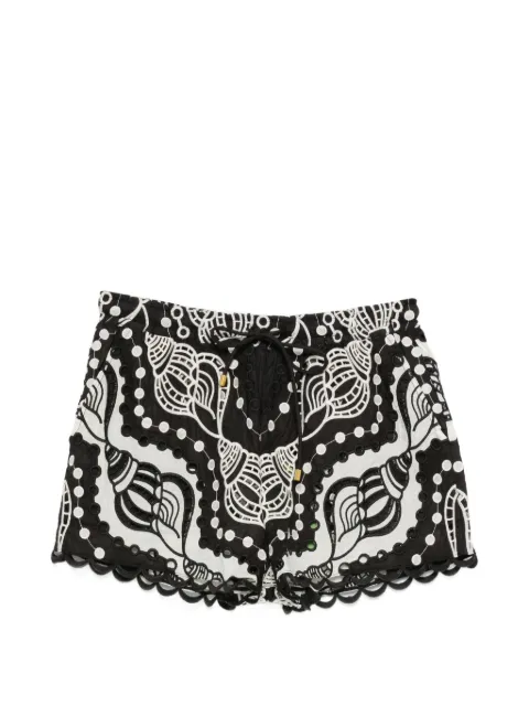 FARM Rio scallop-edge seashell-print shorts