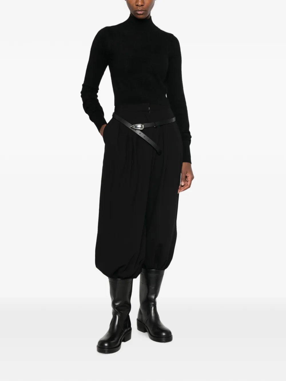 Sportmax Geborstelde trui met hoge hals Zwart