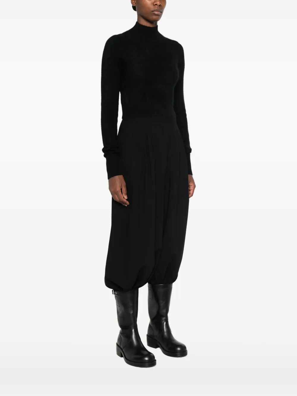 Sportmax Geborstelde trui met hoge hals Zwart