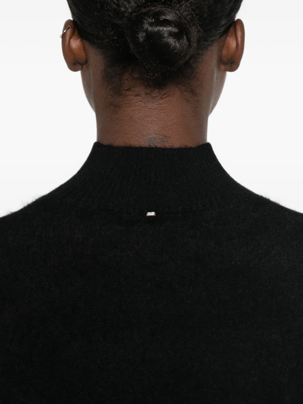 Sportmax Geborstelde trui met hoge hals Zwart