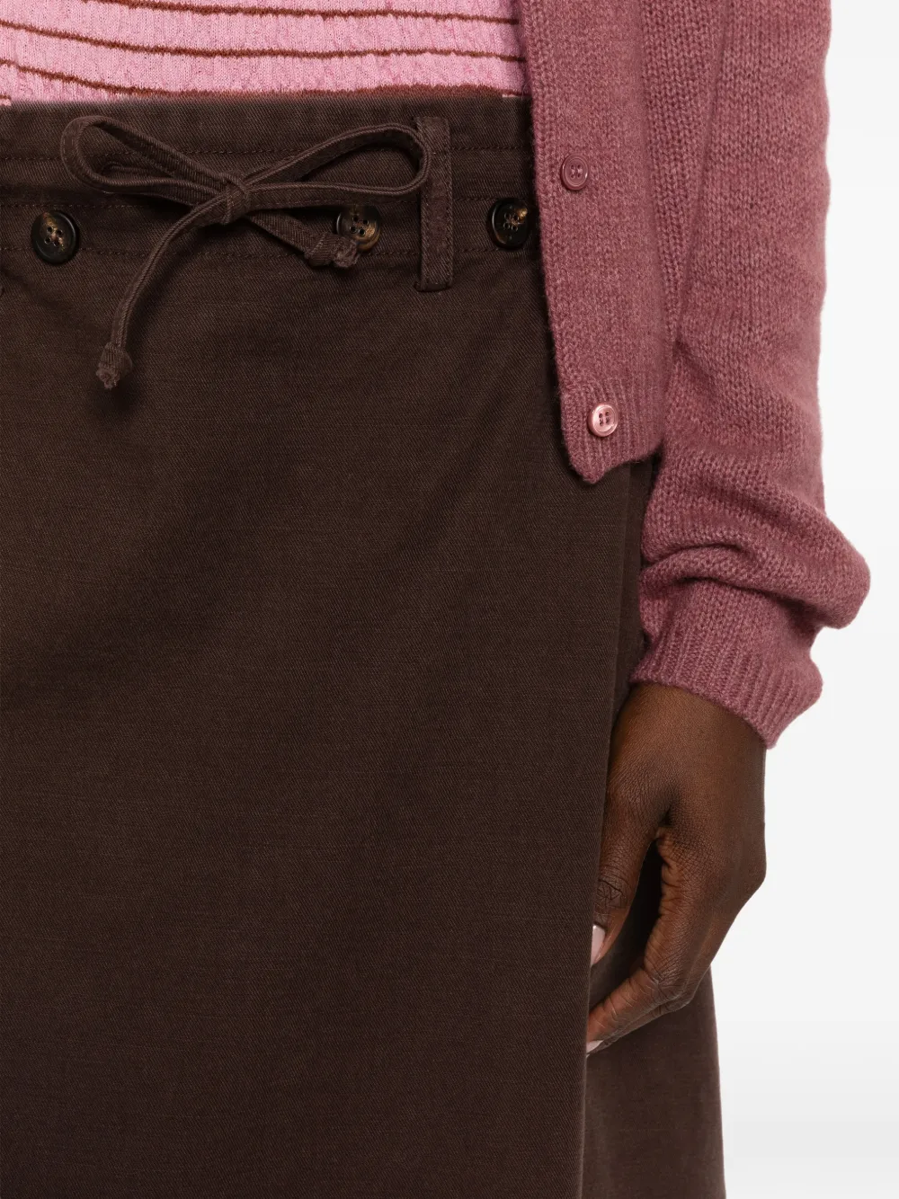 Golden Goose cotton twill midi skirt Bruin