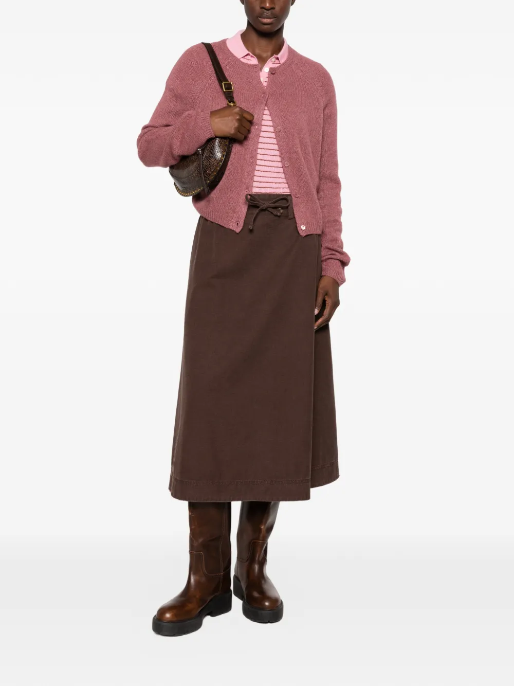 Golden Goose cotton twill midi skirt Bruin