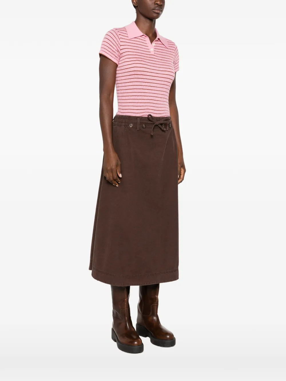 Golden Goose cotton twill midi skirt Bruin