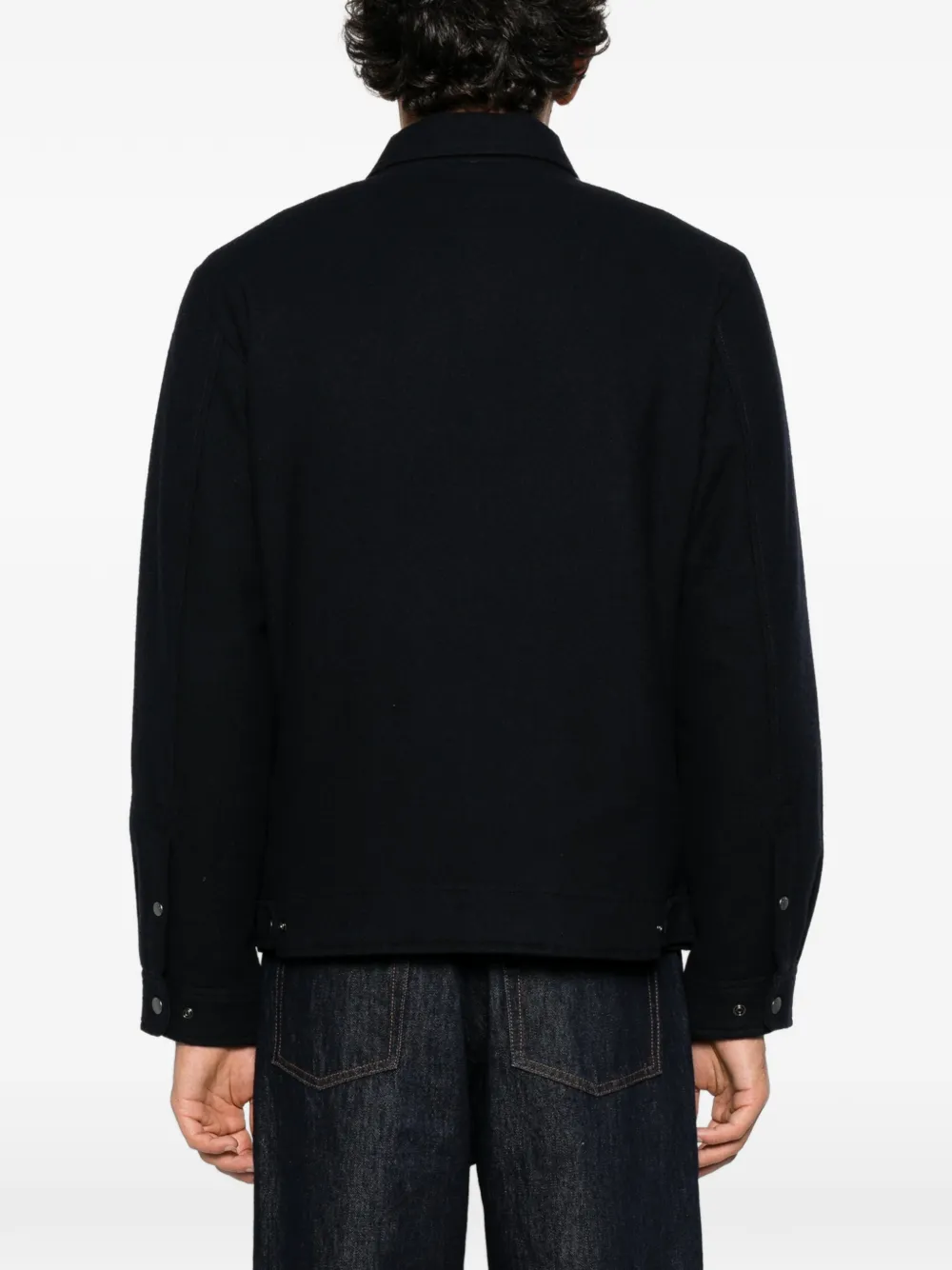 Woolrich logo-patch button-up jacket Zwart