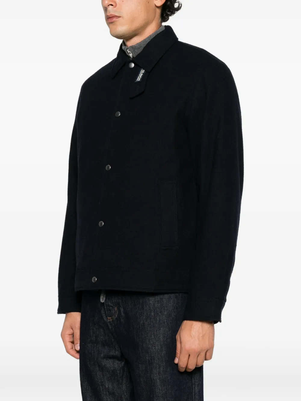 Woolrich logo-patch button-up jacket Zwart