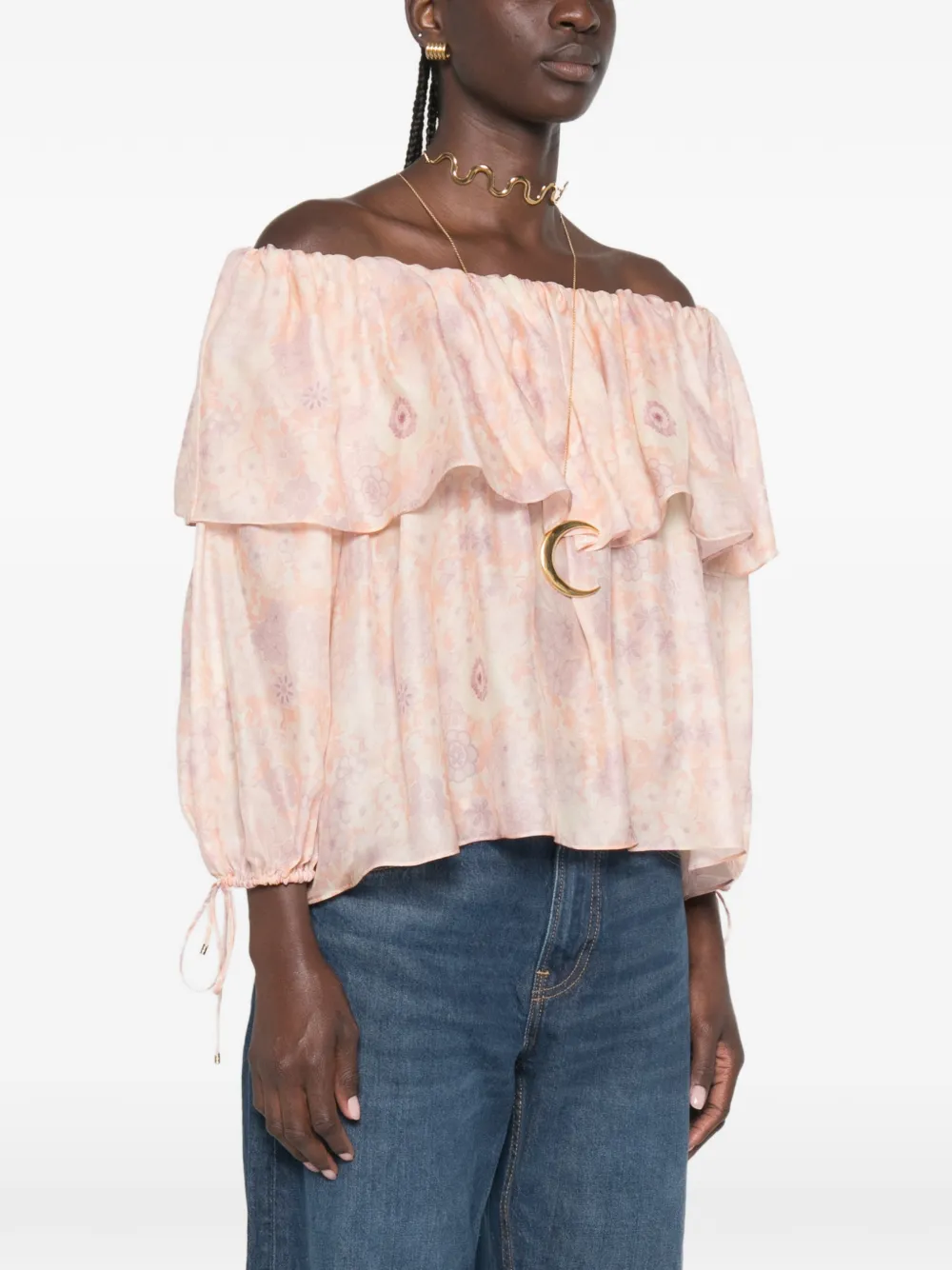  Chloé Ruffled Off-shoulder Blouse - Rosa 