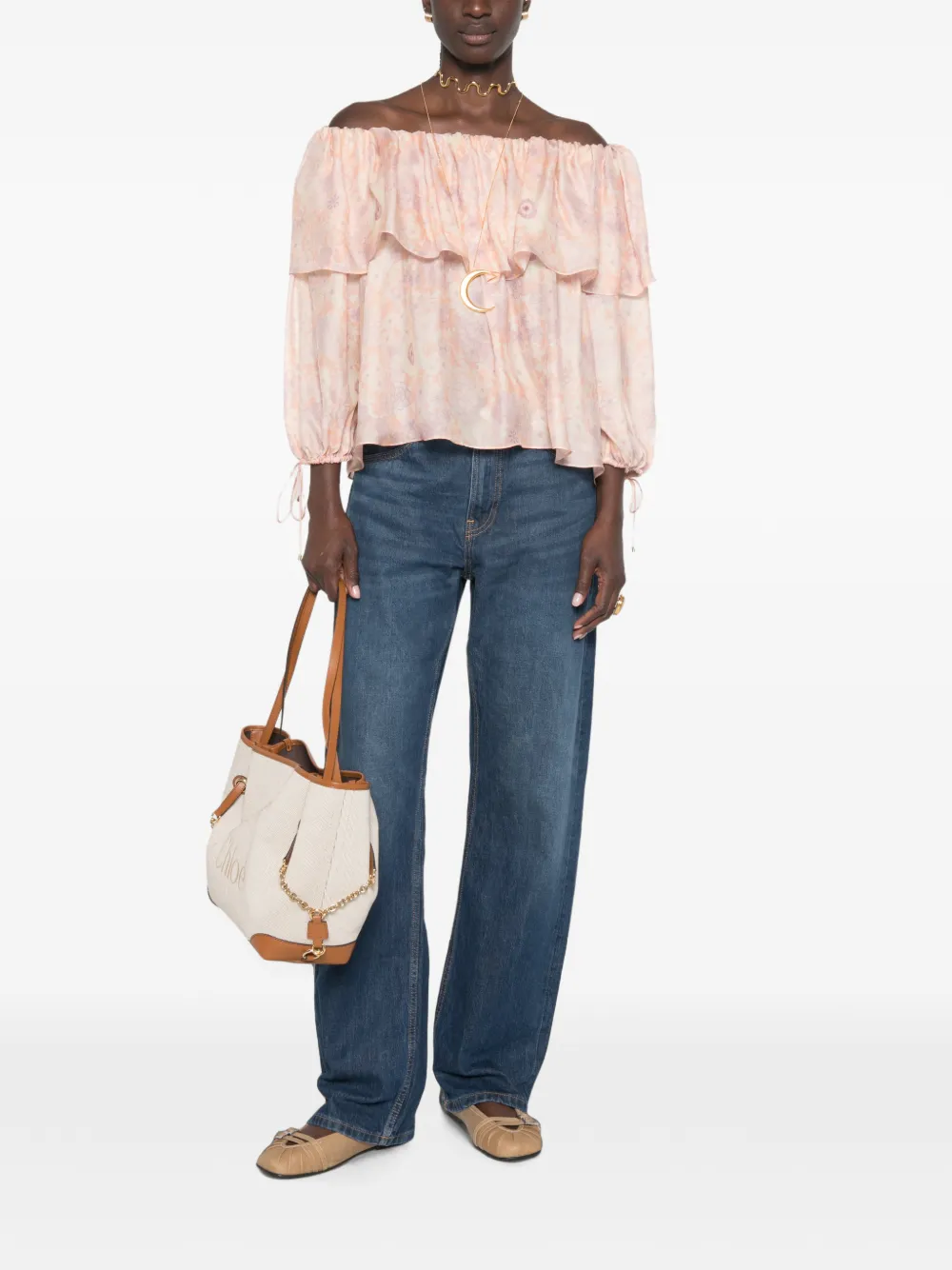 Chloé Off-shoulder blouse Roze