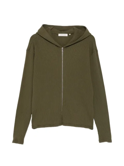 Sunflower ribbed-knit hooded cardigan