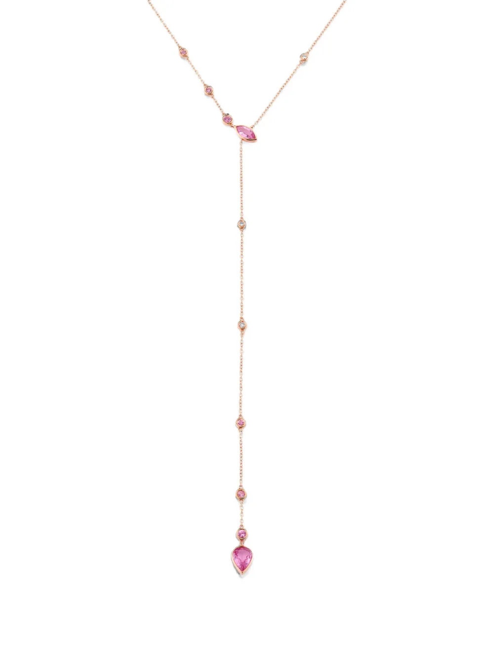 SHAY Lariat Halskette mit pinkem Saphir und Diamant - Rosa