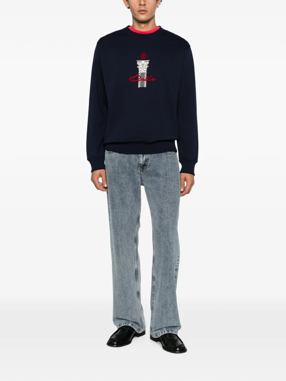 Drôle De Monsieur column-print sweatshirt Blauw
