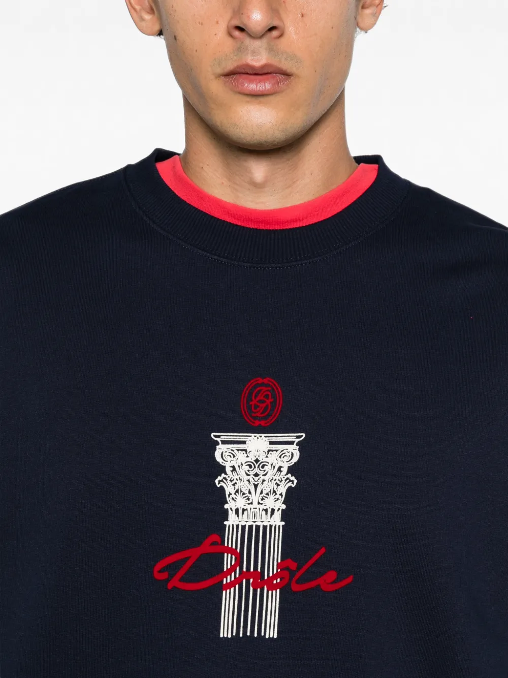 Drôle De Monsieur column-print sweatshirt Blauw