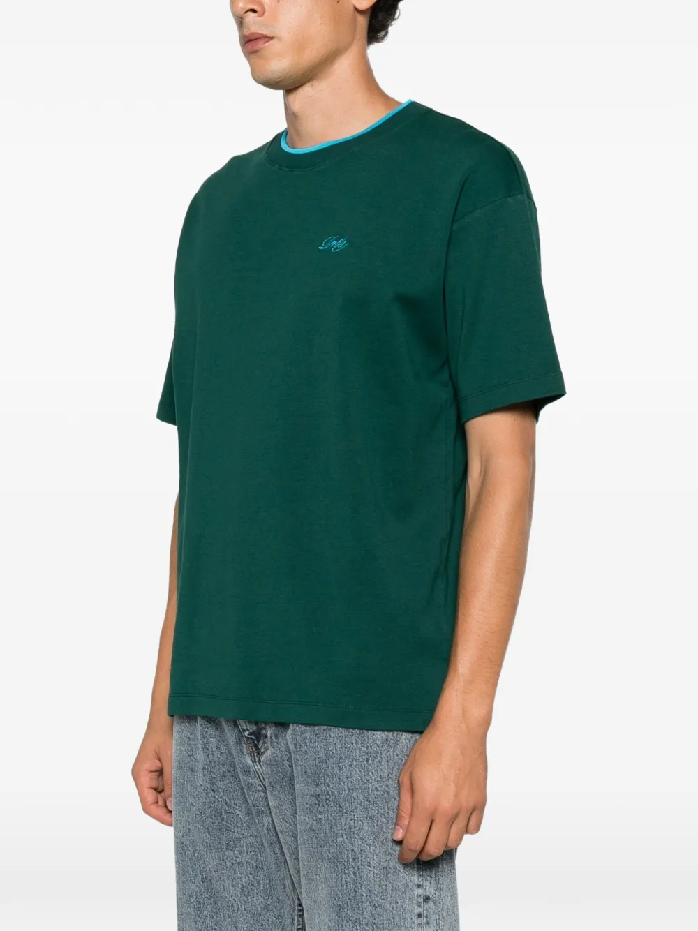 Drôle De Monsieur Drôle Belissima logo-embroidered T-shirt Groen