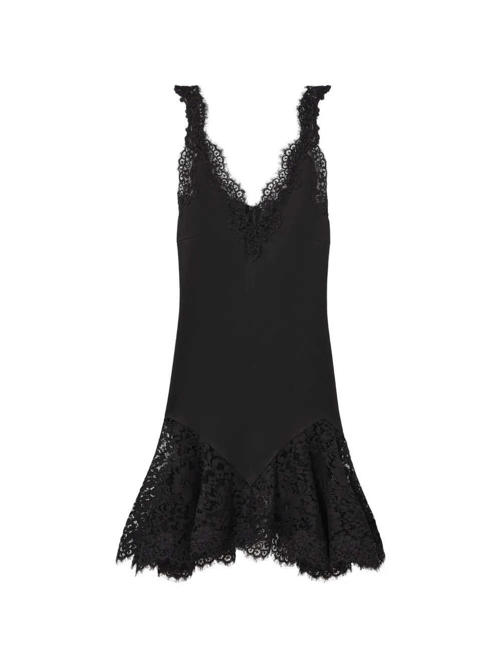 Stella McCartney Abito smanicato con finiture in pizzo - Nero