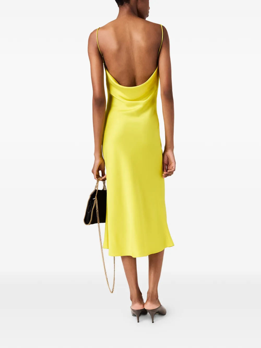 Stella McCartney Maxi-jurk met open achterkant en col Geel