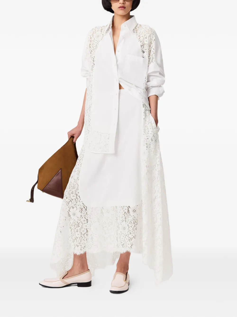 Stella McCartney Rok met zakdoek-afwerking en kanten vlakken Wit