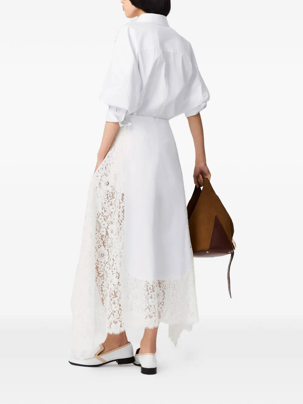 Stella McCartney Rok met zakdoek-afwerking en kanten vlakken Wit