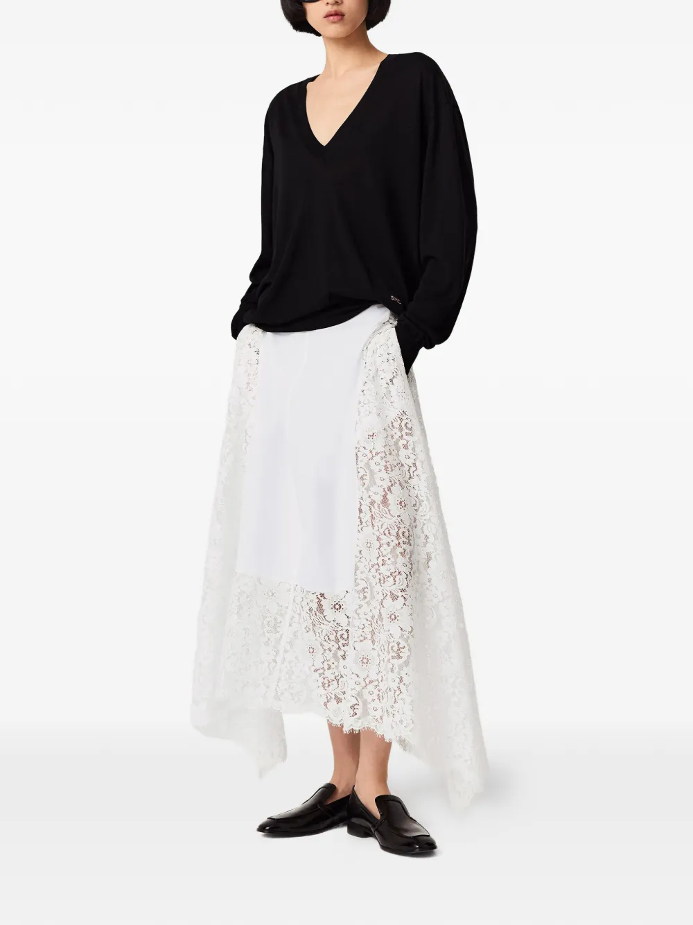 Stella McCartney Rok met zakdoek-afwerking en kanten vlakken Wit