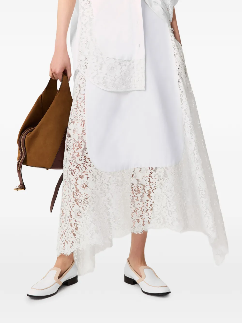 Stella McCartney Rok met zakdoek-afwerking en kanten vlakken Wit