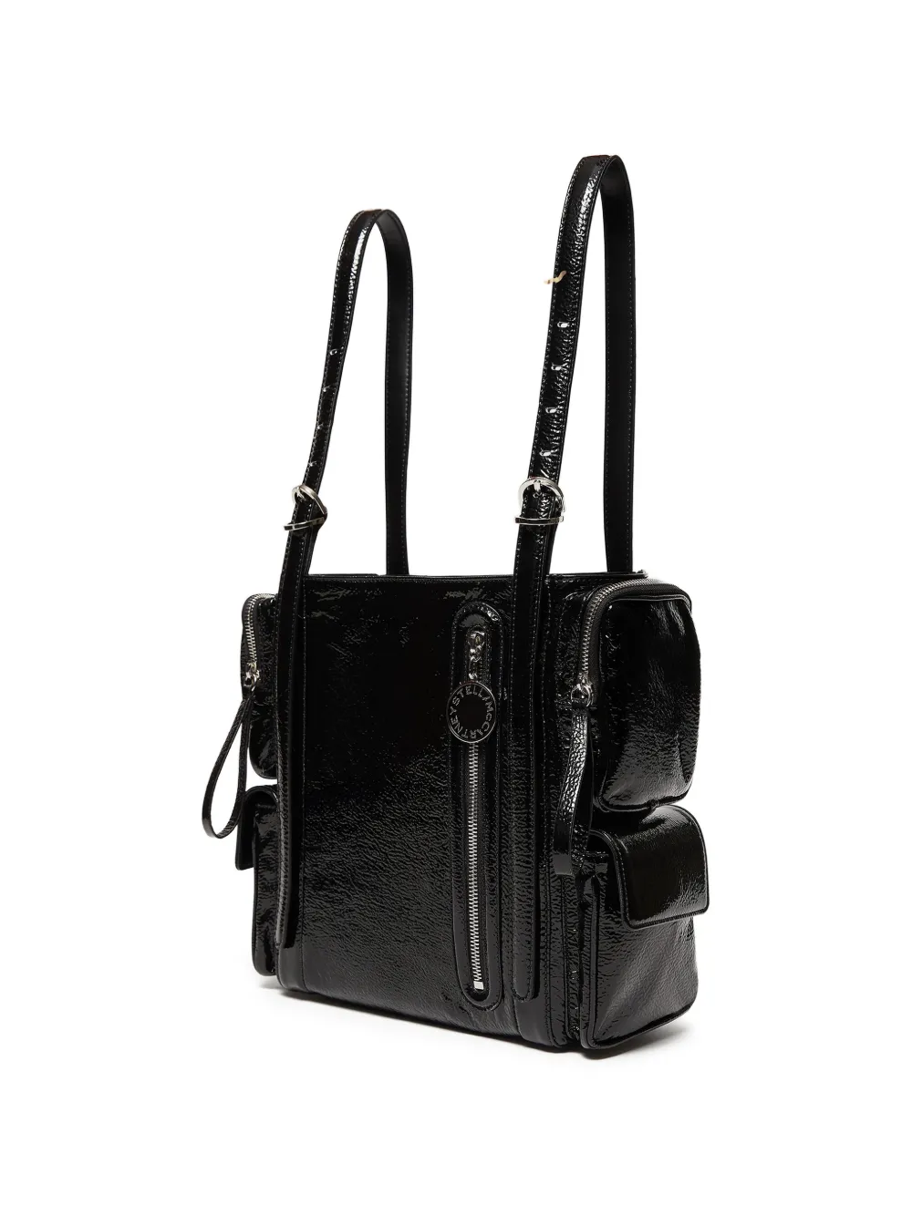 Stella McCartney Shopper met gekreukte afwerking en meerdere zakken Zwart