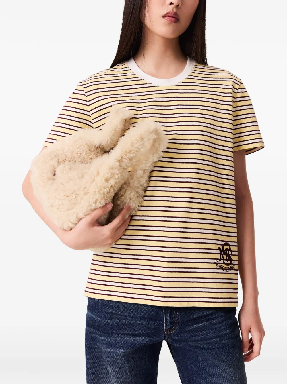 Stella McCartney T-shirt met logopatch Geel