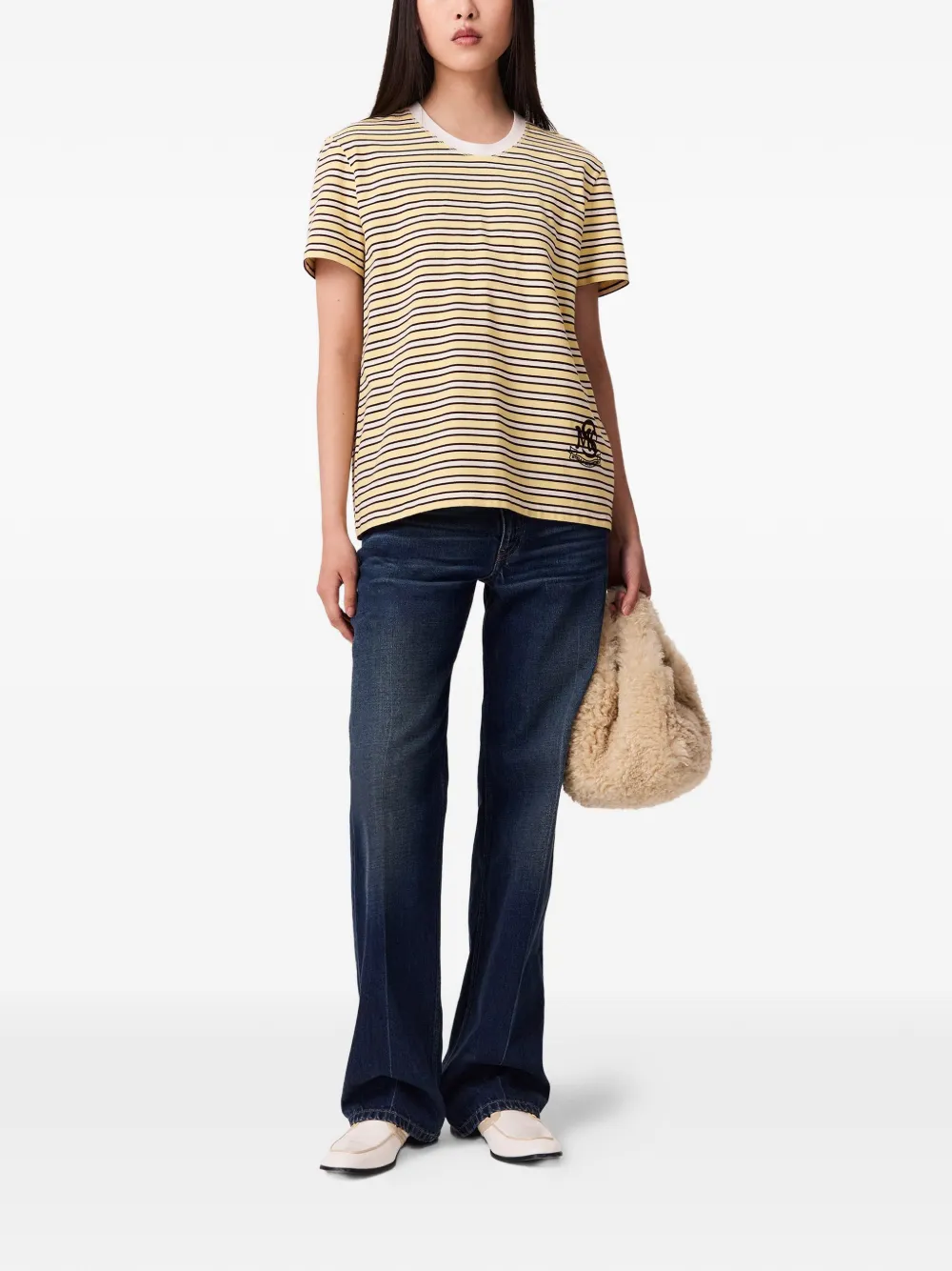 Stella McCartney T-shirt met logopatch Geel
