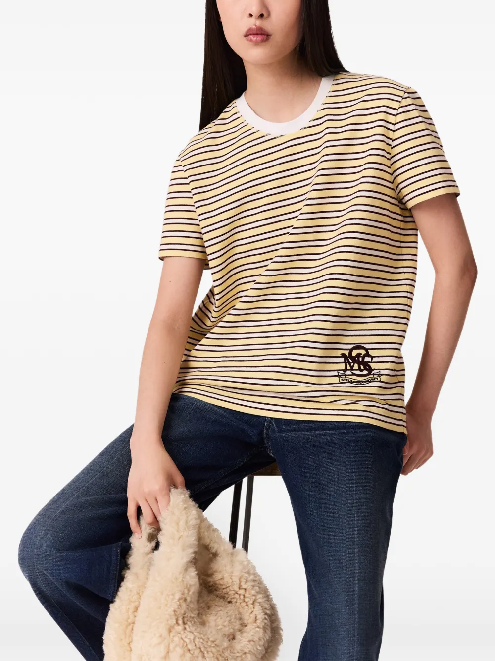 Stella McCartney T-shirt met logopatch Geel