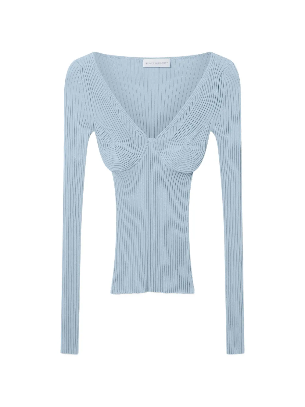 Stella McCartney Geripptes Strickoberteil mit V-Ausschnitt - Blau
