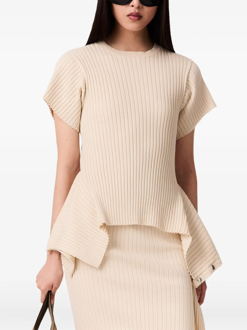 Stella McCartney Ribgebreide top Beige