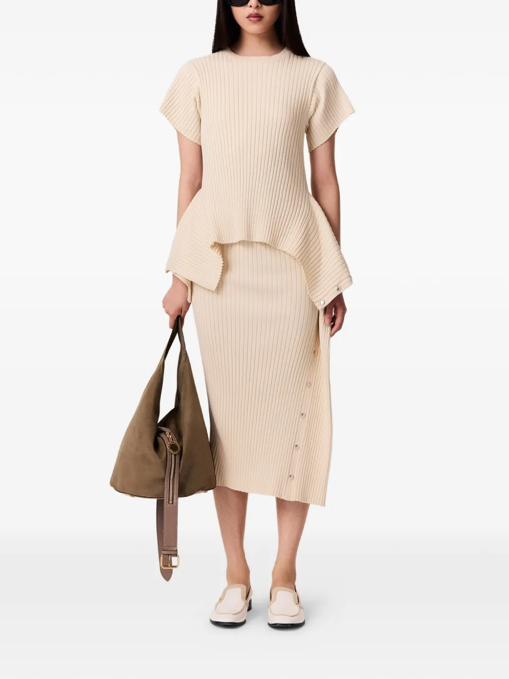 Stella McCartney Ribgebreide top Beige