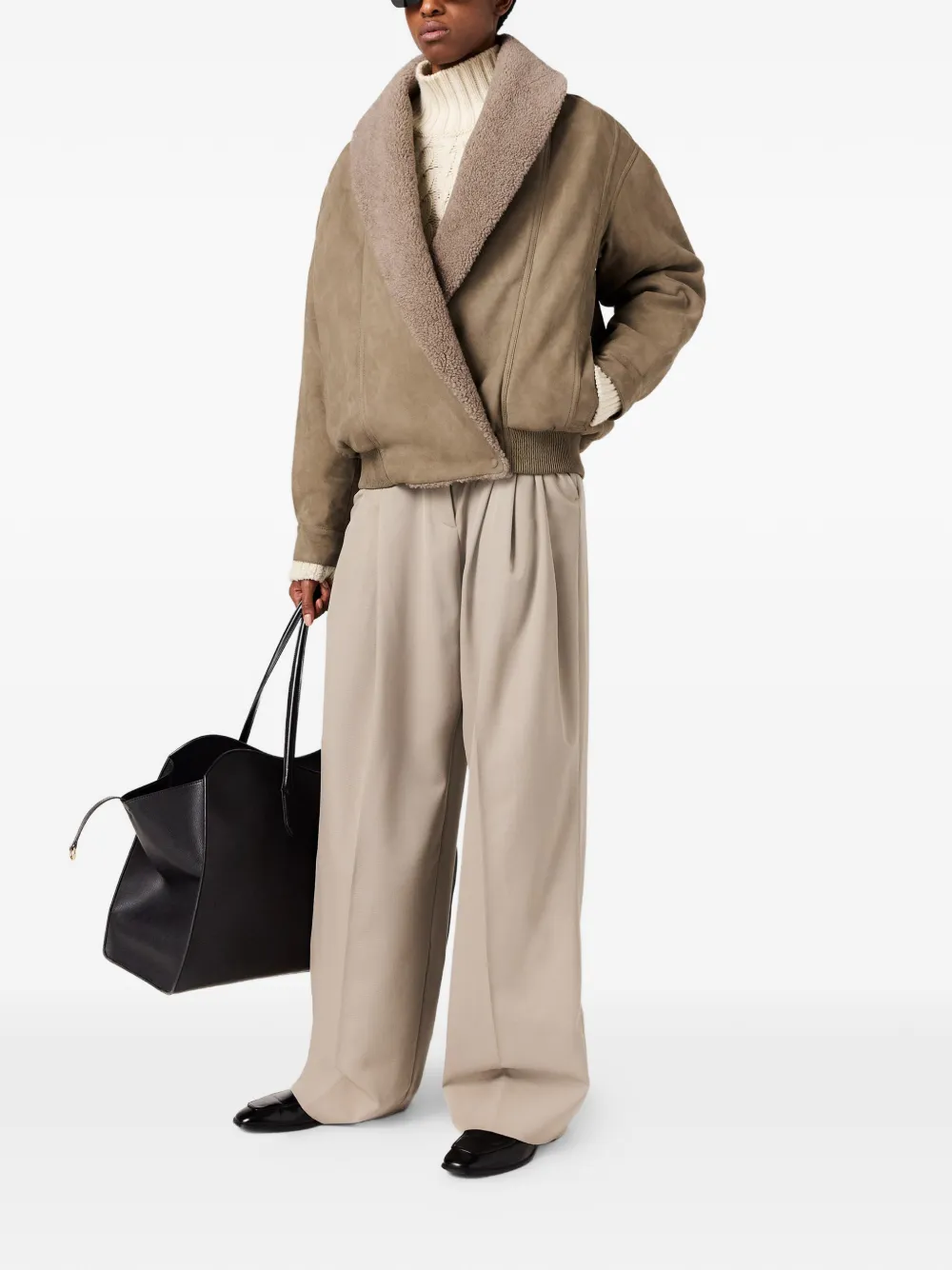 Stella McCartney Bomberjack met imitatielamswol Beige