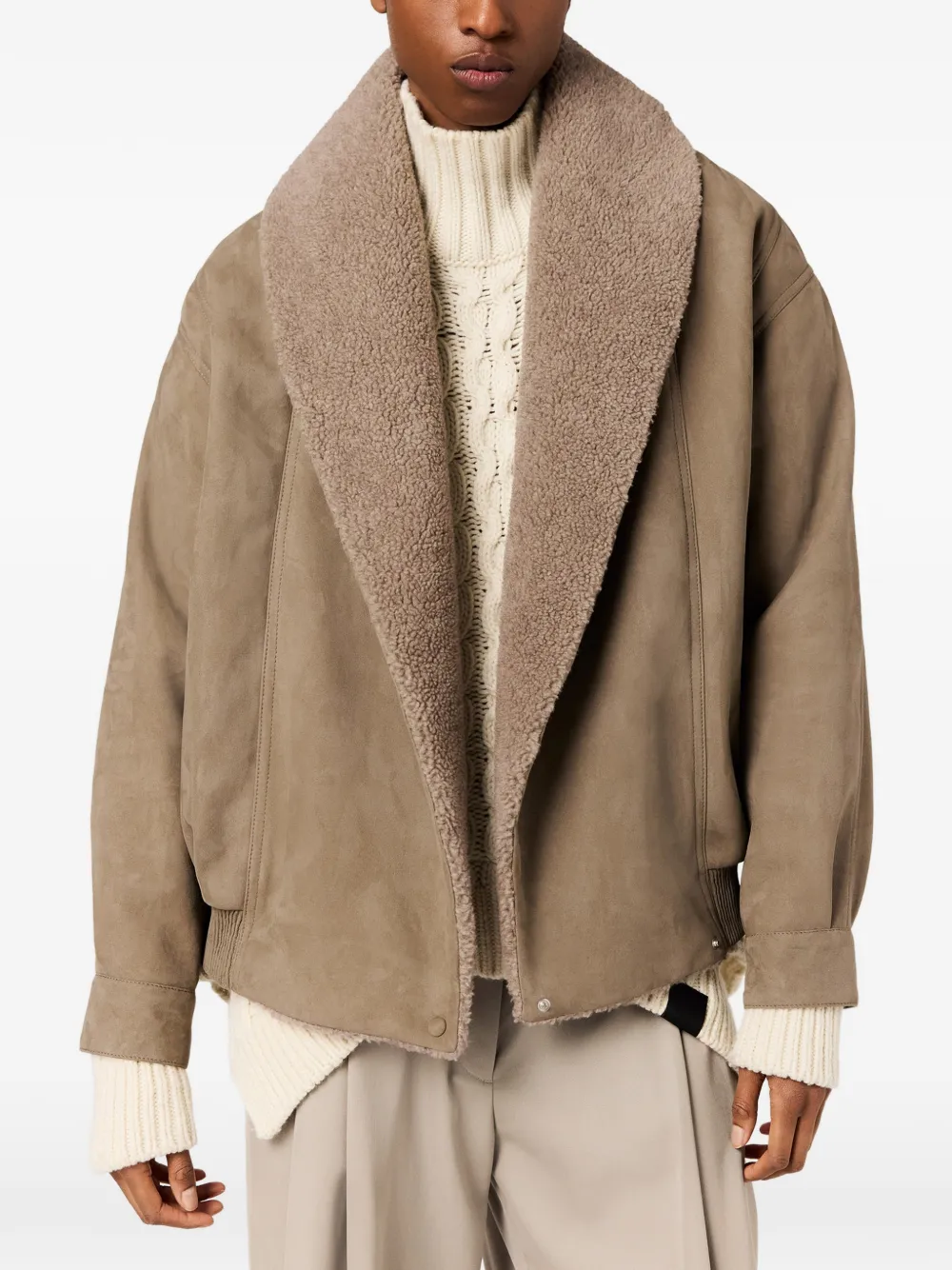 Stella McCartney Bomberjack met imitatielamswol Beige